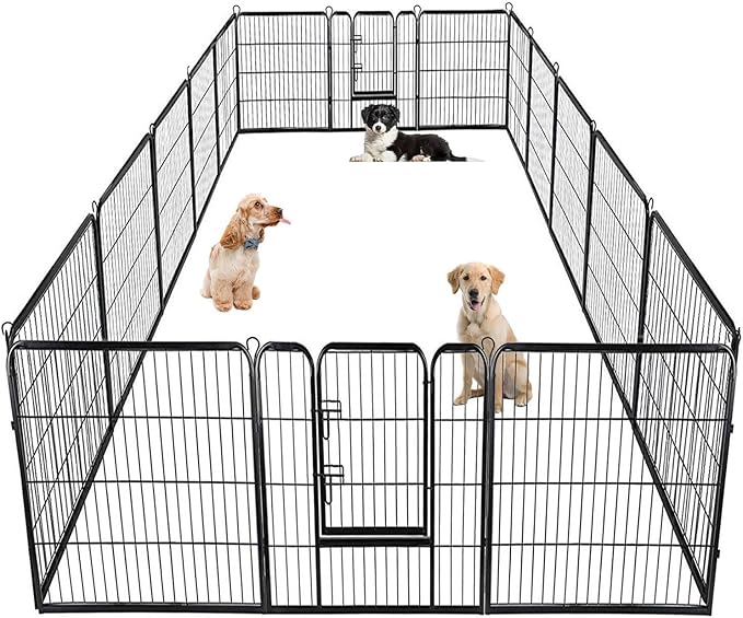 BestPet Dog Playpen Indoor 40 inch 16 Panels Metal Dog Pen Pet Dog Fence Outdoor Exercise Pen with Doors,Pet Puppy Playpen for RV Camping Yard, Black-PawvioPets
