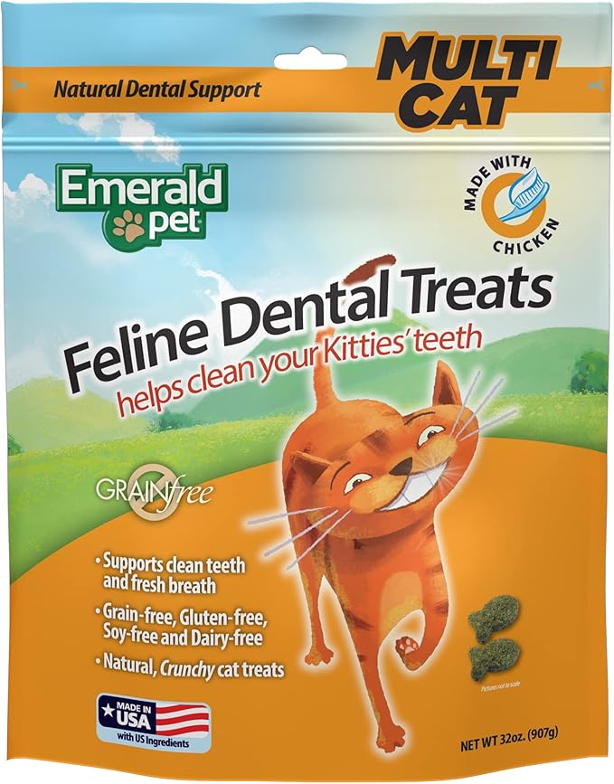 Feline Dental Treats — Tasty and Crunchy Cat Treats Grain Free — Natural Dental to Clean Teeth, Freshen Breath, and Reduce Plaque and Tartar Buildup — Chicken, 32 oz-PawvioPets