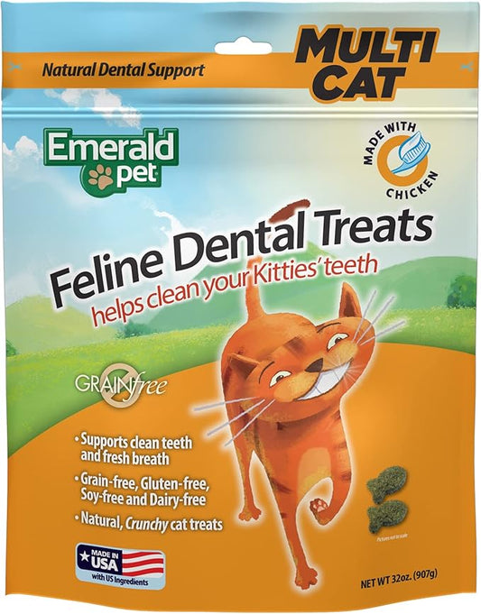 Feline Dental Treats — Tasty and Crunchy Cat Treats Grain Free — Natural Dental to Clean Teeth, Freshen Breath, and Reduce Plaque and Tartar Buildup — Chicken, 32 oz-PawvioPets