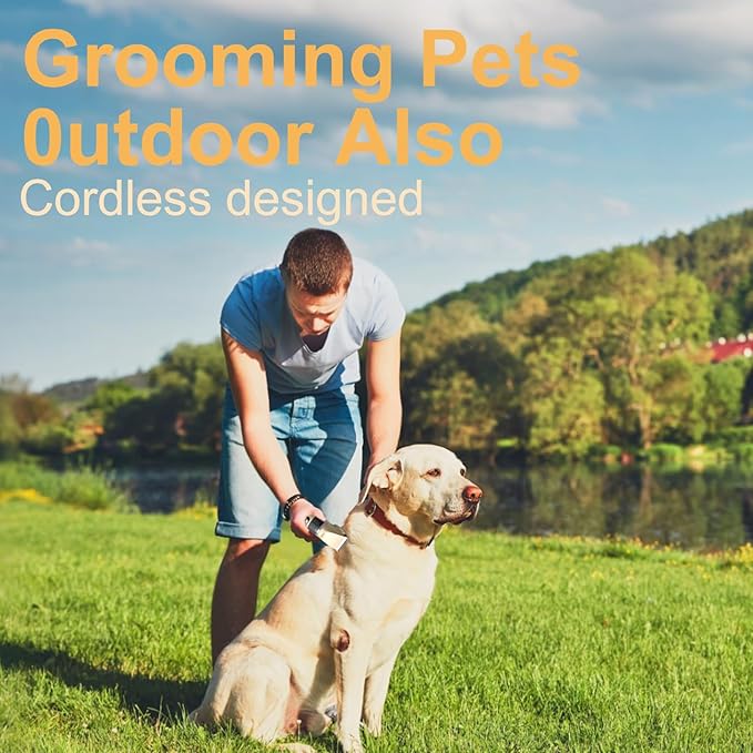 Dog Pet Grooming Kit Low Noise - Cordless Rechargeable Clippers for Dogs/Cats - Upgraded Accessory Version with Two Scissors and a Storage Bag (Gold)-PawvioPets