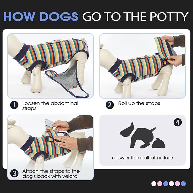 FUAMEY Recovery Suit for Dogs After Surgery,Soft Breathable Dog Bodysuit E-Collar & Cone Alternative Surgical Suit,Male Female Dog Neuter Spay Suits Anti Licking Wounds Onesie Dark Blue Stripes S-PawvioPets