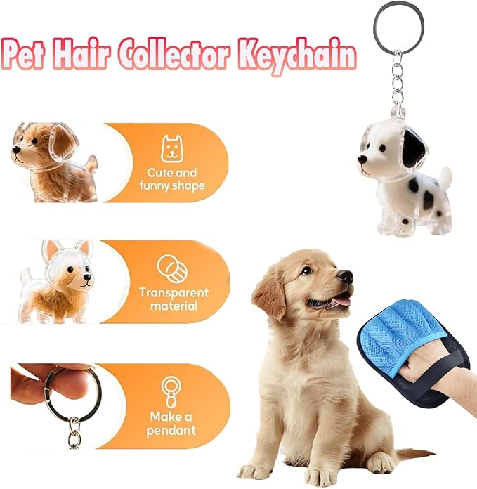 Blue Pet Hair Removal Gloves for Dogs,Pet Hair Collector Keychain,Five-Finger Cat Grooming Gloves ,Reusable Electrostatic Pet Hair Removal Tool for Furniture,Car,Couch,Carpet,Essential Pet Supplies-PawvioPets