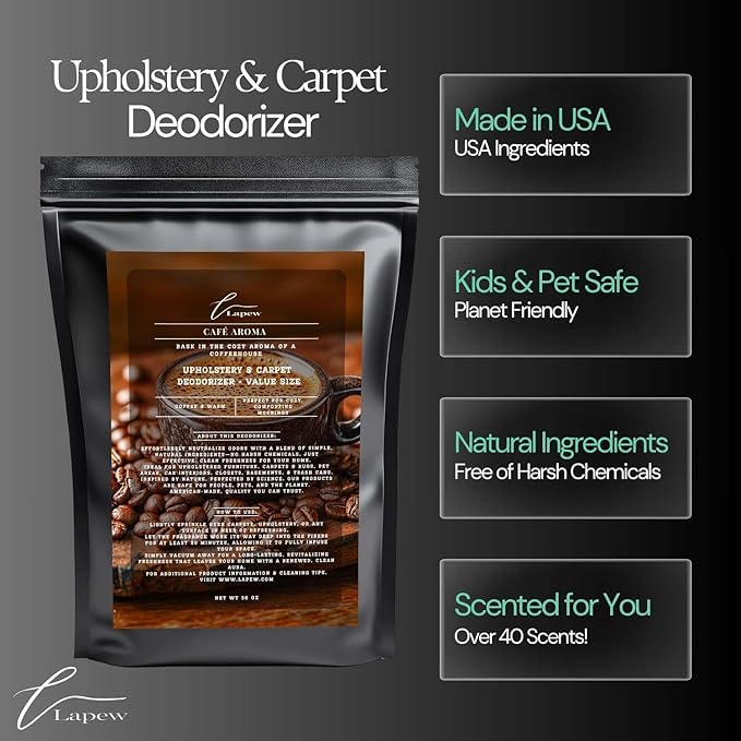 Café Aroma Carpet Freshener Powder Refill 36 oz | Powerful Odor Eliminator for Home | Upholstery Deodorizer | Carpet Deodorizer | Pet Urine | Cat Litter Box-PawvioPets
