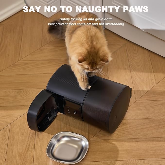 Automatic Cat Feeder with Camera & Voice Interaction, WiFi/App Control, 4L Dry Food Dispenser for Cats & Dogs with Freshness Preservation, Custom Feeding Times & Portions, Dual Power-PawvioPets