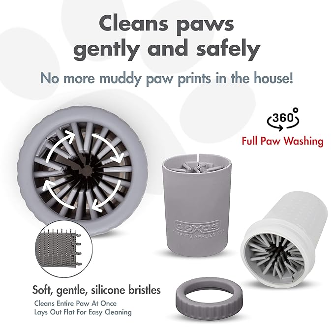 Dexas MudBuster Portable Dog Paw Cleaner, Premium Quality Small Light Gray Pet Accessory-PawvioPets