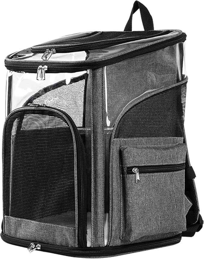 Cat Carrier Backpack for Small Medium Cats Dogs Backpack Puppies up to 26 Lbs, Excellent Visibility and Airflow,Lightweight and Portable Travel Pet Carrier Bag Foldable Design-PawvioPets