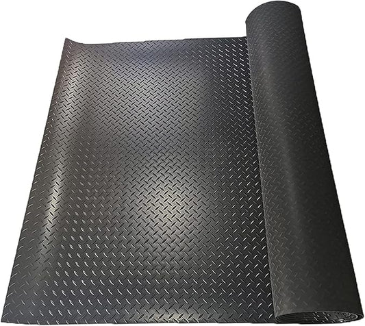 Boshen 7.5Ft x 17Ft Rubber Flooring Mats 2.9mm Thickened Diamond Plate Flooring Roll 127.5sqft Garage Floor Mats Non-Slip Floor Protector Mat for Garage Warehouse Gym Basement-Black-PawvioPets