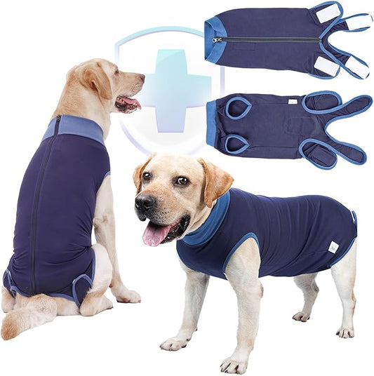 Breathable Dog Surgery Recovery Suit for Male/Female, Professional Dog Recovery Onesie with Zipper After Spay Abdominal Wounds, Anti Licking Cone E-Collar Alternative for Small Medium Large Dog-PawvioPets