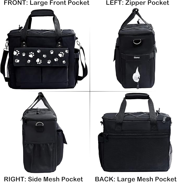 Dog Travel Bag, Airline Approved Dogs Bags for Traveling, 2 Dog 's Food Travel Container and Collapsible Bowls, Weekend Pet Travel Bags-PawvioPets