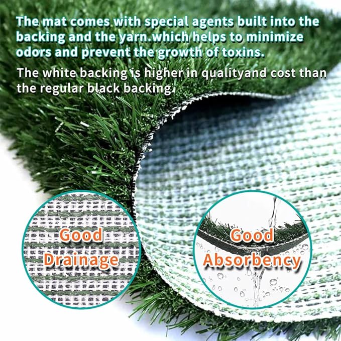 Artificial Grass Pad with Tray - 16"x20" Dog Potty for Puppy Training - with 2 PCS Reusable Replacement Fake Grass Pee Pads, Indoor/Outdoor Small Dog Litter Box for Apartment or Balcony/Patio-PawvioPets