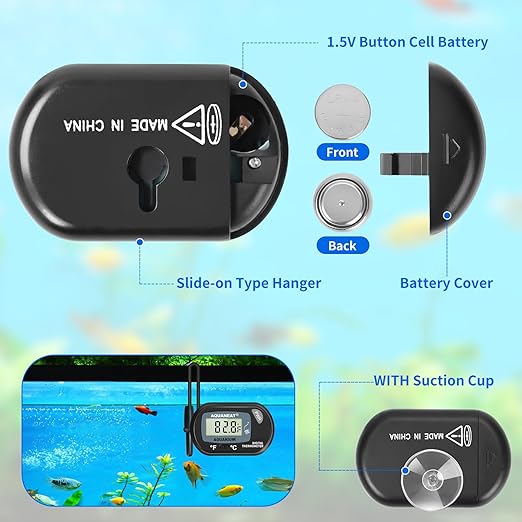 AQUANEAT 2 Pack Aquarium Thermometer, Fish Tank Thermometer, Digital Temperature Test, with Large LCD Display-PawvioPets