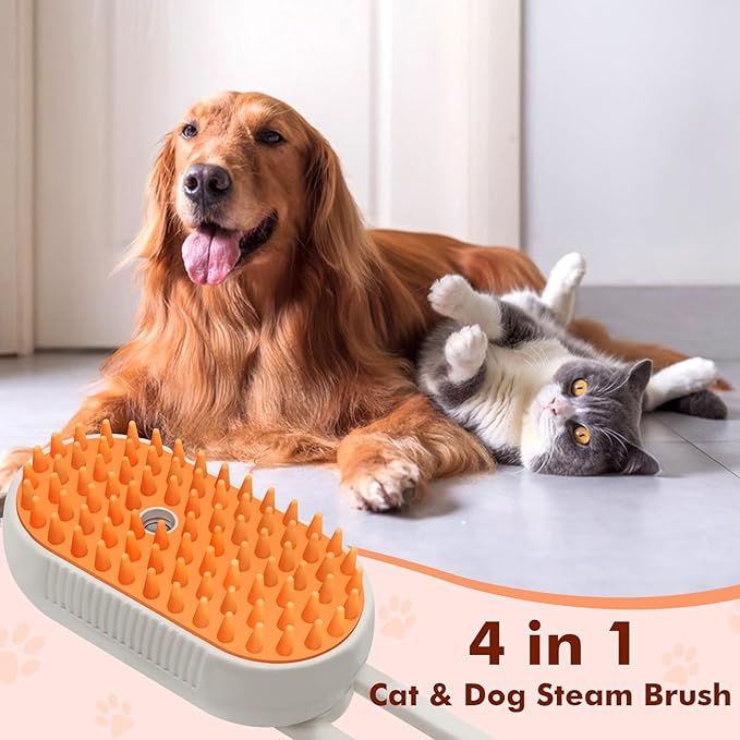 Cloud Care Cat Brush, Cat Steam Brush for Shedding, 4-In-1 Self-Cleaning Pet Steam Brushs for Long and Short Hair Cats and Dogs Grooming Supplies-PawvioPets