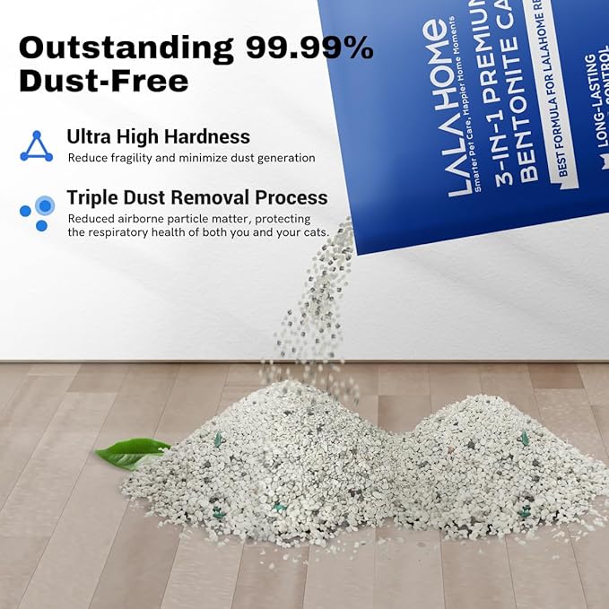 Clumping Cat Litter, Premium Bentonite Cat Litter Sodium-Based, Dust-Free, Strong Durability, Odor Control, Natural Mineral Formula Unscented Litter for RealScooper - 15 lb. Box-PawvioPets