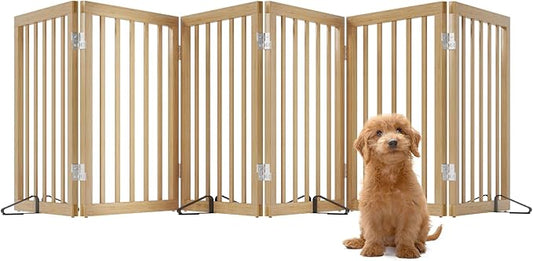 Extra Wide Dog Gates for Doorways, Bamboo Dog Gates for The House Stairs, Freestanding Pet Gates for Dogs, Doogie Puppy Fence Gate-PawvioPets