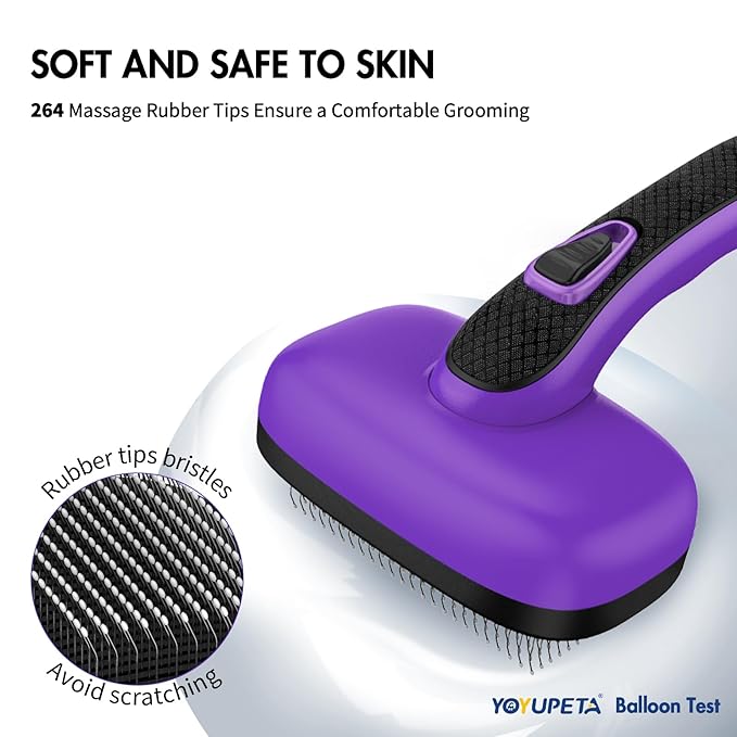 3 PCS Dog Grooming Brush Kit – Self Cleaning Slicker Brush for Shedding Short & Long Haired Dogs & Cats. Removes Loose Fur, Undercoat, Mats, Tangles for Small, Medium & Large Pets. Purple-PawvioPets