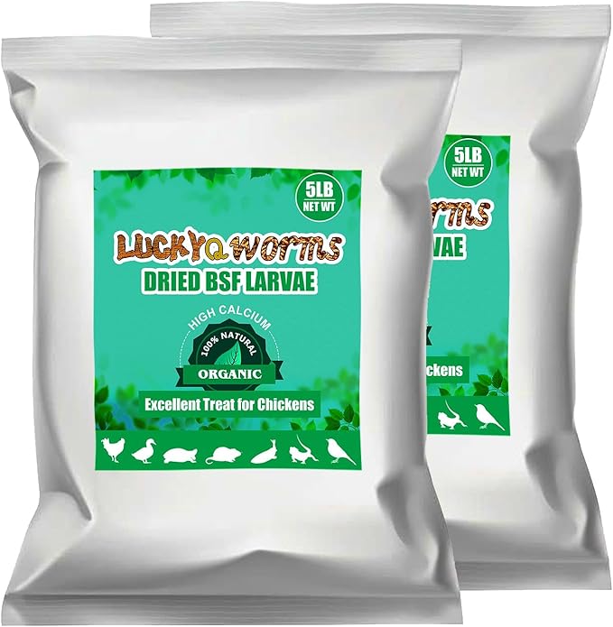 Dried Black Soldier Fly Larvae 10LBS, 85X More Calcium Than Mealworms High-Protein BSF Larvae Chicken Treats Non-GMO BSFL for Chickens, Hens, Ducks, Wild Birds-PawvioPets