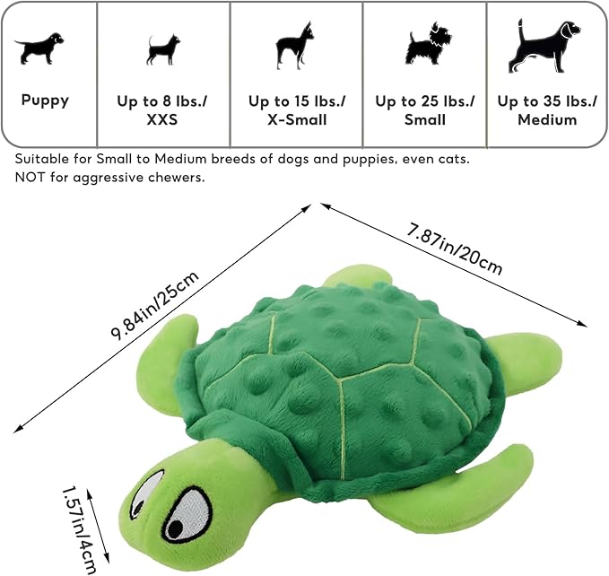 Adpartner Squeaky Toys for Dogs, 2 Pack Turtle Dog Toy Plush Crinkle Dog Toys to Keep Them Busy, Interactive Squeak Stuffed Pet Chew Toys for Small to Medium Dogs Teething Training Reduce Boredom-PawvioPets