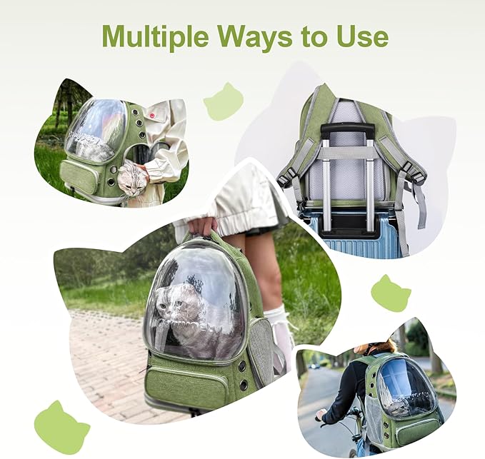 Expandable Cat Backpack,Cat Bubble Backpack Carrier for Carrying Cats, Pets and Small Dogs,Airline-Approved,Designed for Travel, Hiking, Walking,Car-PawvioPets