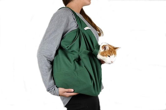 Cozy Comfort Carrier - Small Green Cat Carrier, Cat Holder for Cutting Nails, & Cat Carrier Pouch for Vet Visits, Medication Administration, Dental Care, & Travel-PawvioPets