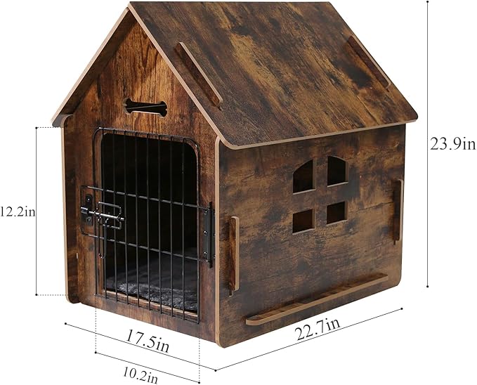 Dog House Indoor for Small Dogs or Cats, Cozy Wooden Design, Small Indoor Bed House, with Air Vents and Elevated Floor Warm Dog Cave-PawvioPets