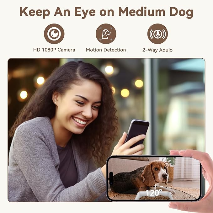 Automatic Dog Feeder with Camera: 8L/33 Cups 5G WiFi Timed Food Dispenser for Dogs - 1080P HD Night Vision Video Recording 2-Way Audio APP Control-PawvioPets