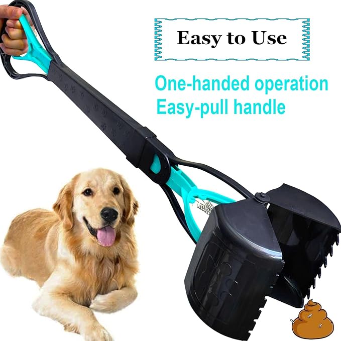 2-Piece Pooper Scooper for Large Medium & Small Dogs Heavy Duty,Long Handled Dog Poop Scooper for Grass,Durable Dog Poop Pick Up Tool-PawvioPets