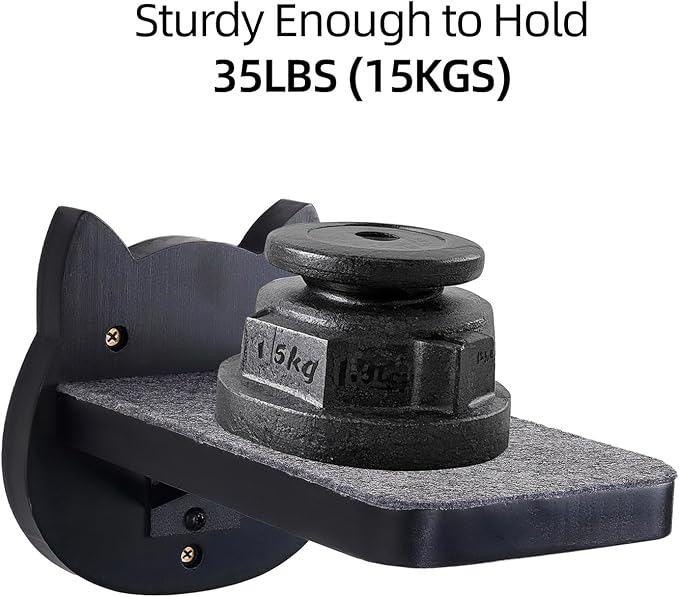 ESPETS Black Painted Solid Wood Cat Wall Climbing Steps Set of 3 - Wall Mounted Cat Floating Furniture Shelves and Perches, Sturdy Climber Stairs Ladders - Holds up 30lbs-PawvioPets