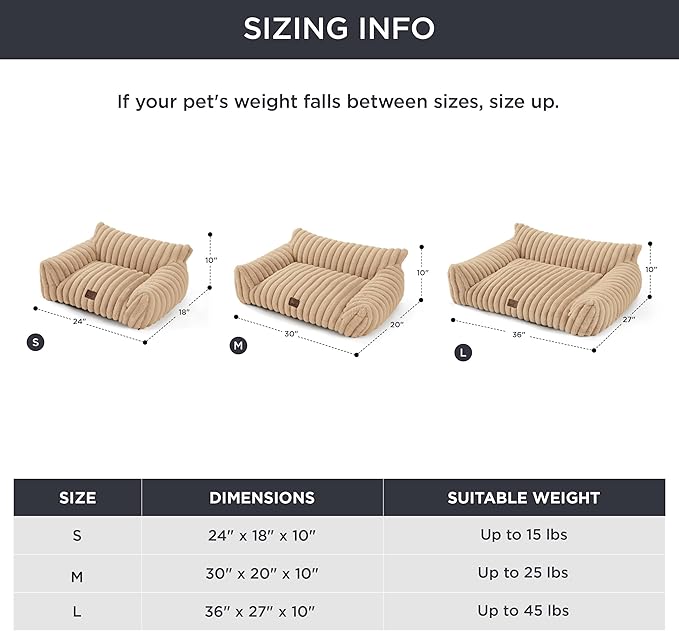 Bedsure Cute Cat Couch for Pets - Fluffy Cat Sofa with Premium Soft Corduroy Fleece, Fuzzy Pet Couch Bed with Removable Washable Cover, Supportive Pet Chair for Indoor Cats, 24inch, Tuscan Beige-PawvioPets