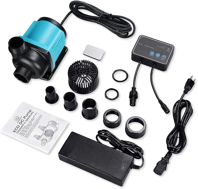 2640GPH 75W Aquarium 24V DC Water Pump with Controller, 18FT Lift Submersible and Inline Return Pump for Fish Tank,Aquariums,Fountains,Sump,Hydroponic,Pond,Freshwater and Marine Water Use-PawvioPets