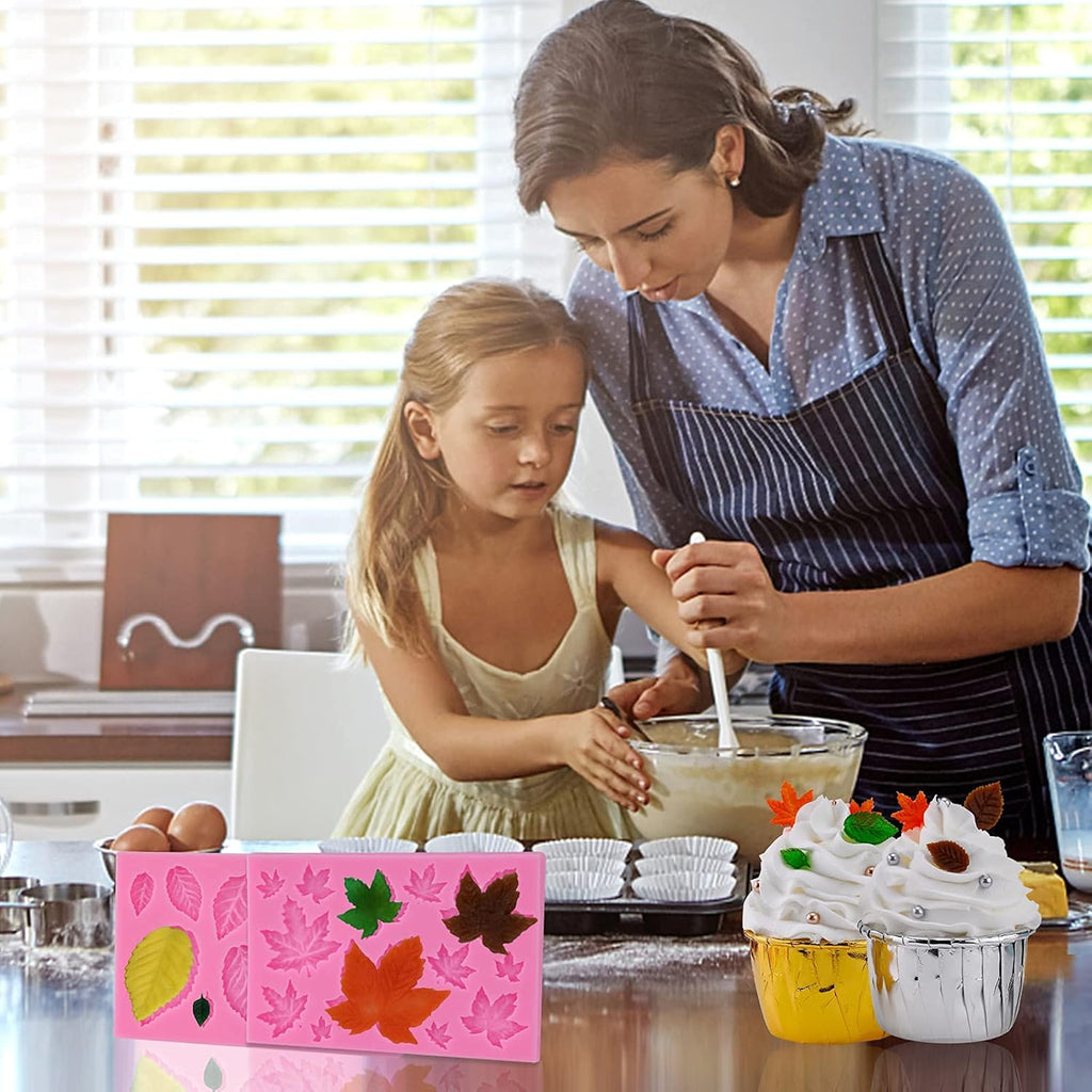 Actvty Silicone Maple Leaf Mold for Fondant, Cupcake Topper, Chocolate Candy, Sugar Craft Cake Decoration, Resin Mold for Fall Harvest Thanksgiving Halloween DIY Decor