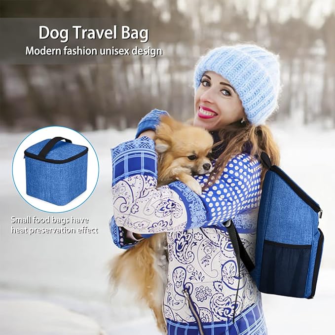 BAGLHER丨Dog Travel Bag, Airline Approved Pet Supplies Backpack, Dog Travel Backpack with 2 Silicone Collapsible Bowls and 2 Food Baskets-PawvioPets