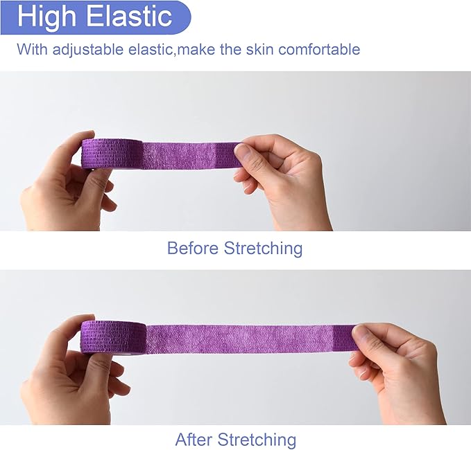 9 Pack 1" x 5 Yards Self Adhesive Bandage Wrap Self Stick Wrap for Ankle, Wrist, Finger, Sports, Breathable Cohesive Vet Tape for Pets (Purple)-PawvioPets