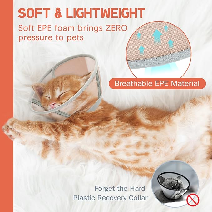 Cat Cone Collar Soft, Cat Recovery Collar for Large Medium Small Cats Kittens, Pet Cone Alternative After Surgery-PawvioPets