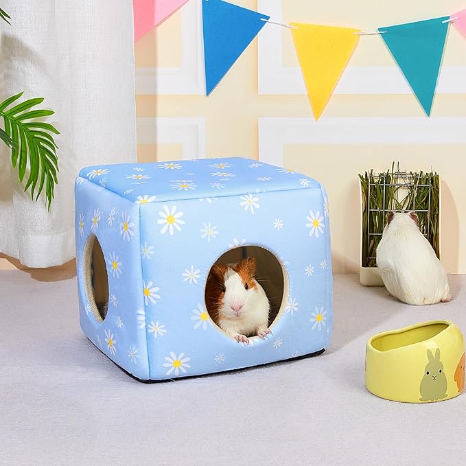 Bienbee Guinea Pig Hideout, Washable Guinea Pigs House Cozy Guinea Pigs Bed for Small Pet Bunny/Rabbit/Hamster/Chinchilla Guinea Pig Accessories Daisy-PawvioPets
