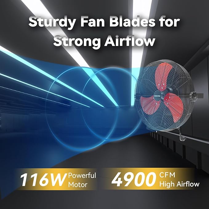 18 Inch Wall Fan Pro Series - 4900 CFM 3 Speed High Velocity Industrial Wall Mount Fans for Commercial, Residential, Warehouse, Covered Patio, Shop, Garage, Barn, Gazebo UL Safety Listed-PawvioPets