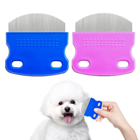 2 Pack Professional Eye Comb For Pets,Stainless Steel Tear Stain Remover For Cats & Dogs,Gentle Round-Head Grooming Tool,Precisely Removes Stains, Dirt And Debris From The Eye Area-PawvioPets