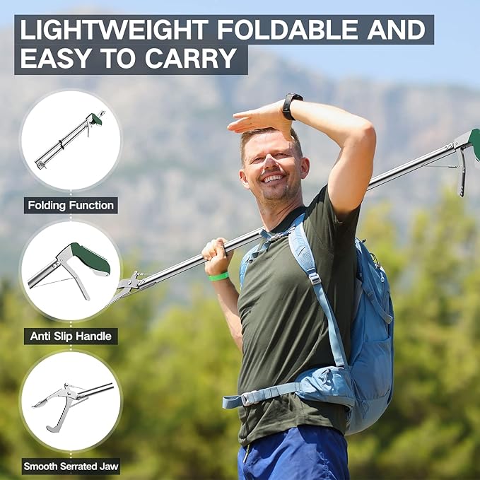 60“ Snake Tongs Collapsible Grabber, Professional Reptile Snake Catcher Wide Jaw Handling Tool, Stainless Steel Snake Hook-PawvioPets