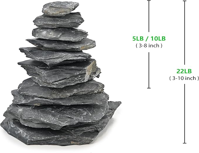 Aquarium Rocks 10LB Natural Slate Rock for Aquarium Landscaping for Terrariums, Reptile Habitats & Creative Aquascaping-3 to 8 Inches-PawvioPets