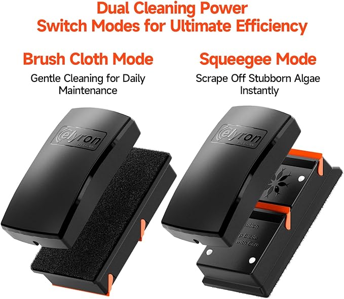 Elyron Dual Scraper Magnetic Aquarium Cleaner,Strong Magnetic Fish Tank Cleaner & Aquarium Algae Scraper for Glass/Acrylic Tanks (Small for ≤1/2" (12mm) Thick Glass)-PawvioPets