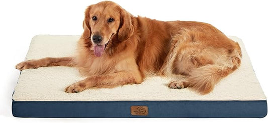 Bedsure XL Dog Beds Large Sized Dog -Orthopedic Flat Extra Large Pet Beds with Removable Washable Cover, Egg Crate Foam Mat, Suitable for Pet Up to 100 lbs-PawvioPets