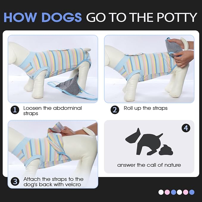 FUAMEY Recovery Suit for Dogs After Surgery,Soft Breathable Dog Bodysuit E-Collar & Cone Alternative Surgical Suit,Male Female Dog Neuter Spay Suits Anti Licking Wounds Onesie Blue Yellow Stripes XS-PawvioPets