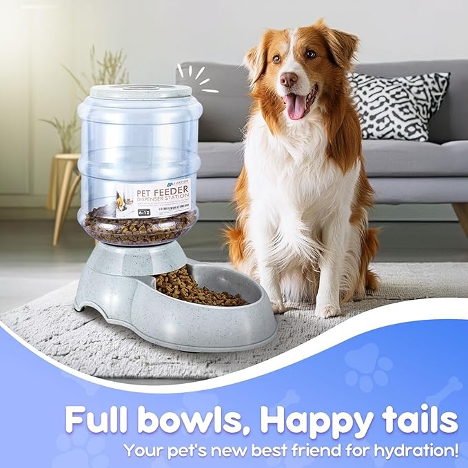 Flexzion Gravity Pet Feeder Food Dispenser (6-12 lb Size) Automatic Replenish Dry Food Storage Container Bowl for Small Medium Breed Dog Cat Animal Feeding Watering Fountain Supplies-PawvioPets