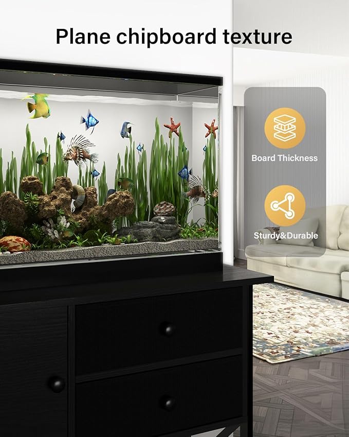 Fish Tank Stand 40 Gallon: Sturdy Aquarium Stand with Accessories Storage - Metal Tank Stands Table for 40-50 Gallon Reptile Breeder Turtle Terrarium - 36.6"x18.8" Weight Capacity 660 lbs-PawvioPets