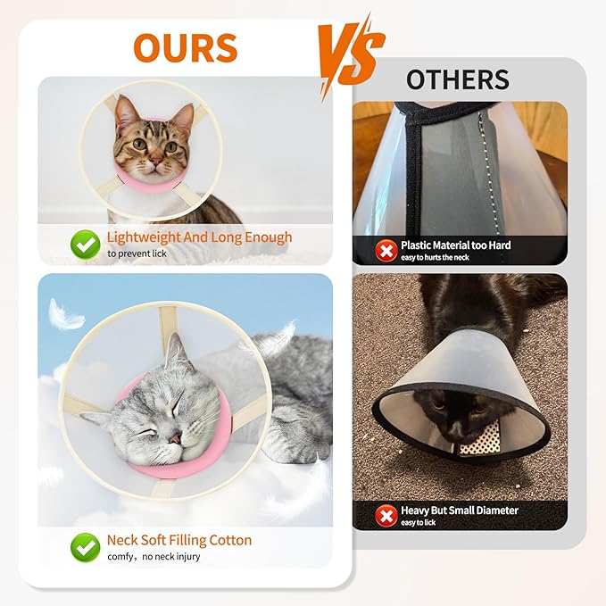 Cat Cone Collar Soft- Adjustable Comfortable Air Mesh Recovery Cone After Surgery to Stop Licking and Scratch, Alternative to Plastic Elizabethan Collar for Cat, Whiskers Freedom (Pink, XS)-PawvioPets