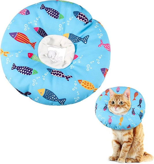 Cat Cone Collar Soft Cute Adjustable Cat Donut Recovery Collar Elizabethan Cats Cones to Stop Licking Comfortable Anti-Bite Neck Cone for Pet Kittens After Surgery-PawvioPets
