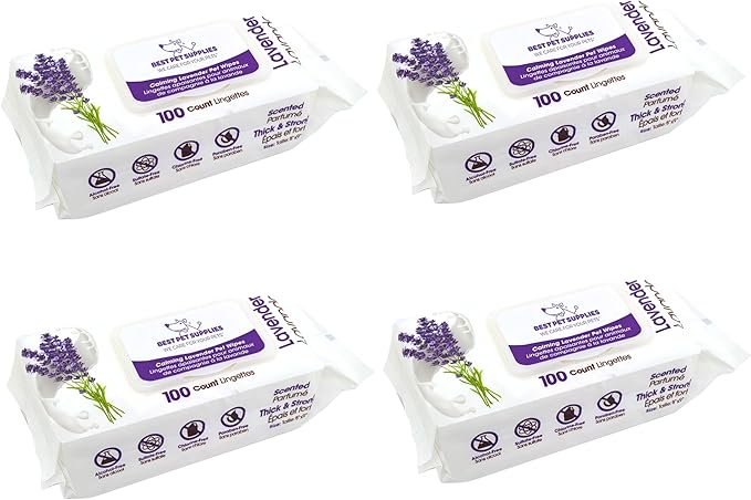 Best Pet Supplies Pet Wipes for Dogs - Dog Wipes Cleaning Deodorizing, for Coats, Ears, Paws - Calming Lavender, 400 Count-PawvioPets