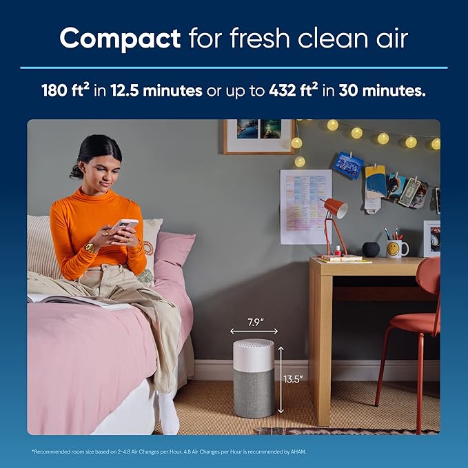 BLUEAIR Air Purifiers for Bedroom Small Room Air Purifiers for Home Air Purifiers for Pets Allergies Air Cleaner, HEPASilent Virus Air Purifier for Dust Baby Air Purifier for Nursery Blue Pure 511-PawvioPets