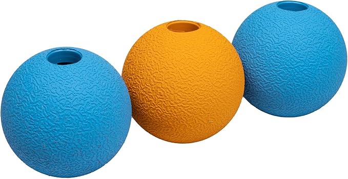 Amazon Basics Dog Toys, Interactive Fetch Rubber Balls, (Pack of 3), 2.5 inch, Blue, Orange-PawvioPets