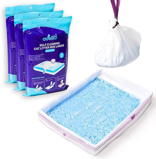 36 Count Litter Box Liners, Waste Bags Compatible with Pet-safe ScoopFree Self-Cleaning Litter Box Tray, Drawstring Litter Bags for Reusable Tray, Pre-Separated (38" L x 14.5" W x 7.8" H)-PawvioPets
