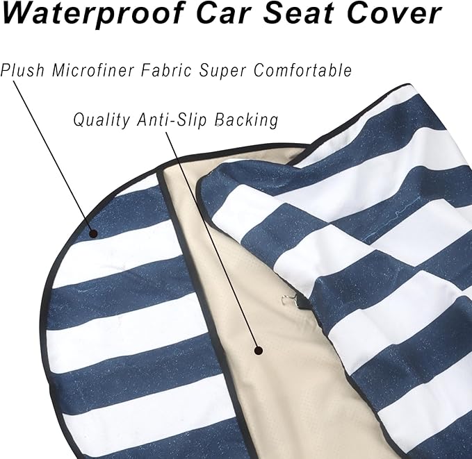Car Seat Cover Protector Front Seats,for Gym Workout,Running,Swimming,Beach and Hiking,Waterproof Sweat Towel Bucket Seat Covers for Cars SUV Trucks (Blue Stripe, 1Pcs)-PawvioPets